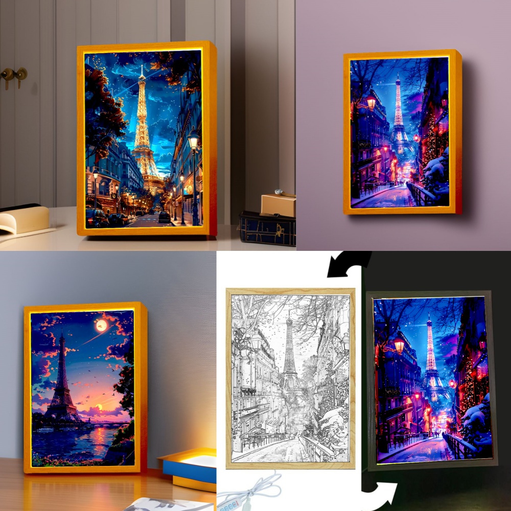 Photography Lighting Wall - Beautiful City Paris Light Painting Photo